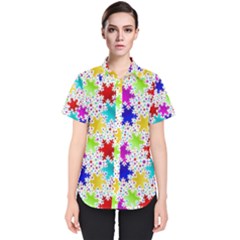 Snowflake Pattern Repeated Women s Short Sleeve Shirt