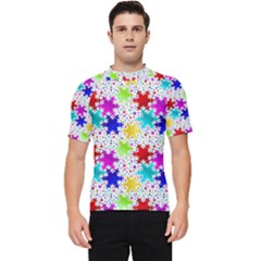 Snowflake Pattern Repeated Men s Short Sleeve Rash Guard by Amaryn4rt