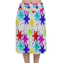 Snowflake Pattern Repeated Velvet Flared Midi Skirt by Amaryn4rt