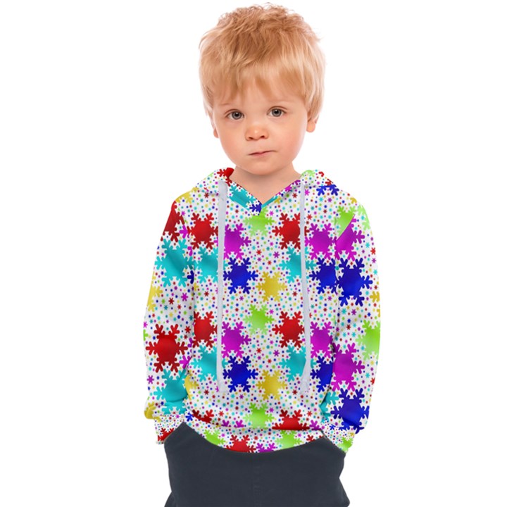 Snowflake Pattern Repeated Kids  Overhead Hoodie