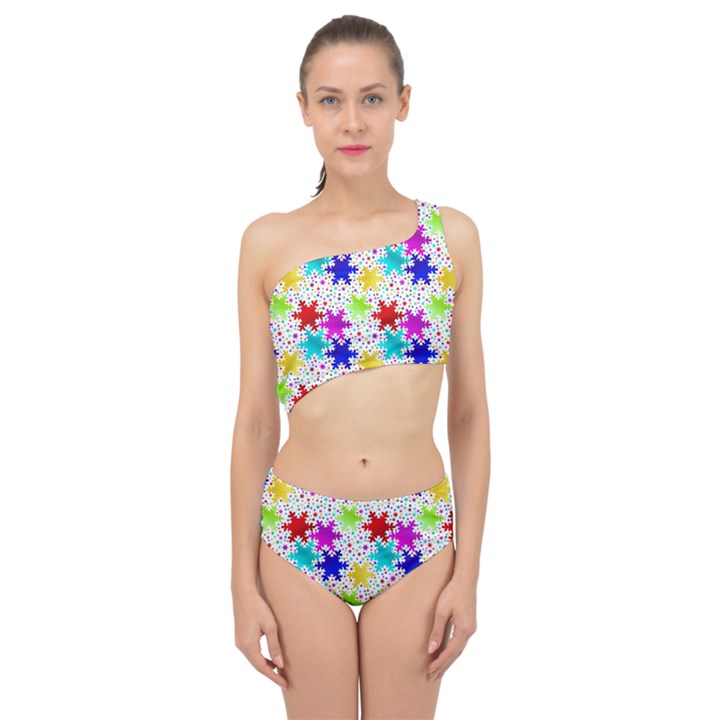 Snowflake Pattern Repeated Spliced Up Two Piece Swimsuit