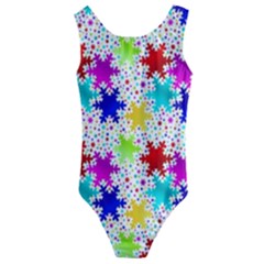 Snowflake Pattern Repeated Kids  Cut-out Back One Piece Swimsuit by Amaryn4rt