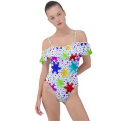 Snowflake Pattern Repeated Frill Detail One Piece Swimsuit