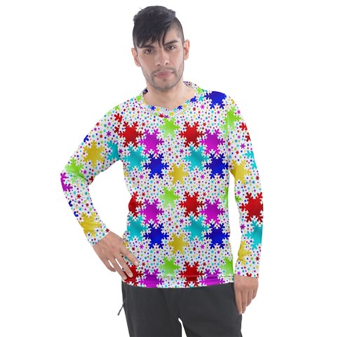 Snowflake Pattern Repeated Men s Pique Long Sleeve Tee by Amaryn4rt