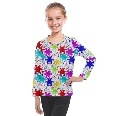 Snowflake Pattern Repeated Kids  Long Mesh Tee by Amaryn4rt