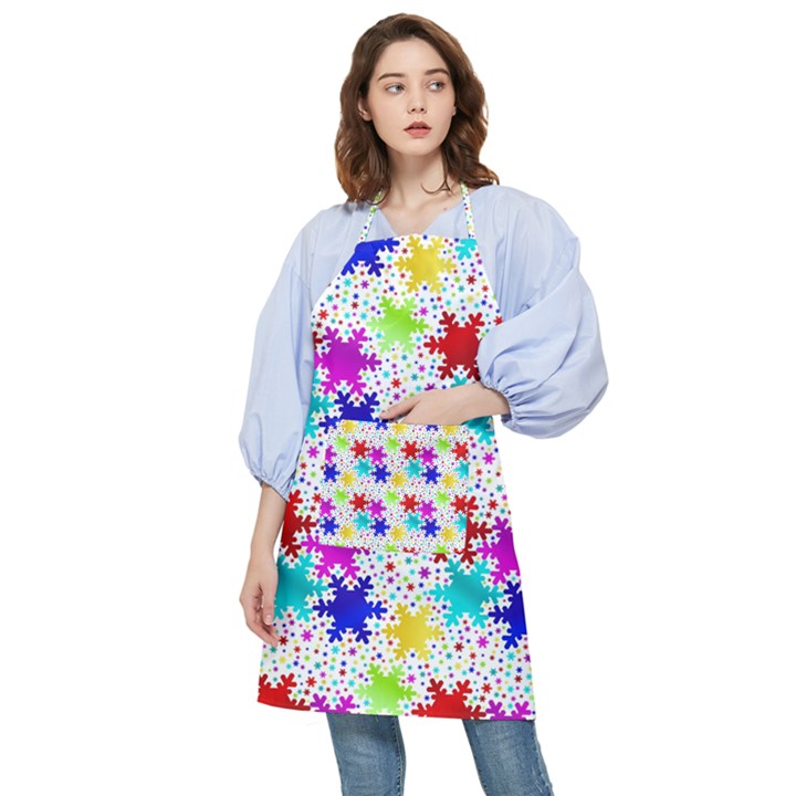 Snowflake Pattern Repeated Pocket Apron