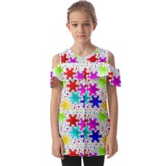 Snowflake Pattern Repeated Fold Over Open Sleeve Top by Amaryn4rt