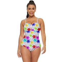 Snowflake Pattern Repeated Retro Full Coverage Swimsuit by Amaryn4rt