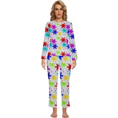 Snowflake Pattern Repeated Womens  Long Sleeve Lightweight Pajamas Set by Amaryn4rt