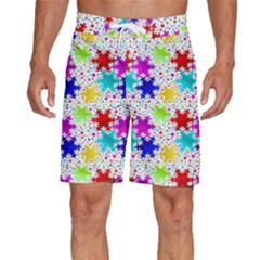 Snowflake Pattern Repeated Men s Beach Shorts by Amaryn4rt