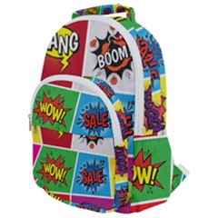 Pop Art Comic Vector Speech Cartoon Bubbles Popart Style With Humor Text Boom Bang Bubbling Expressi Rounded Multi Pocket Backpack by Amaryn4rt