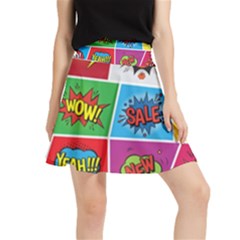 Pop Art Comic Vector Speech Cartoon Bubbles Popart Style With Humor Text Boom Bang Bubbling Expressi Waistband Skirt by Amaryn4rt