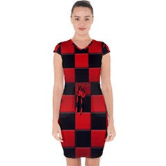 Black And Red Backgrounds- Capsleeve Drawstring Dress  by Amaryn4rt