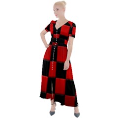 Black And Red Backgrounds- Button Up Short Sleeve Maxi Dress by Amaryn4rt