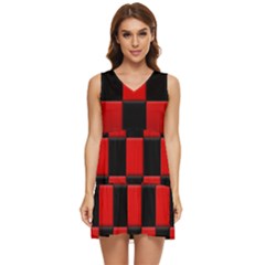 Black And Red Backgrounds- Tiered Sleeveless Mini Dress by Amaryn4rt