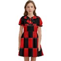 Black And Red Backgrounds- Kids  Bow Tie Puff Sleeve Dress View1