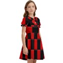 Black And Red Backgrounds- Kids  Bow Tie Puff Sleeve Dress View2