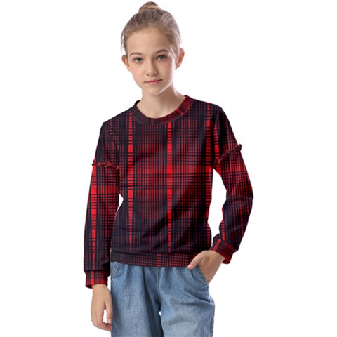 Black And Red Backgrounds Kids  Long Sleeve Tee With Frill  by Amaryn4rt