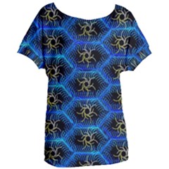 Blue Bee Hive Pattern- Women s Oversized Tee by Amaryn4rt