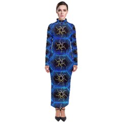 Blue Bee Hive Pattern- Turtleneck Maxi Dress by Amaryn4rt