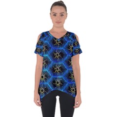 Blue Bee Hive Pattern- Cut Out Side Drop Tee by Amaryn4rt