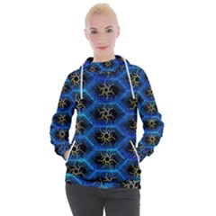 Blue Bee Hive Pattern- Women s Hooded Pullover by Amaryn4rt