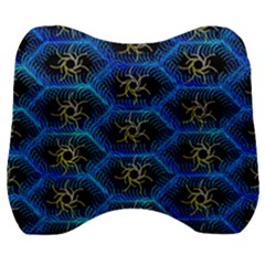 Blue Bee Hive Pattern- Velour Head Support Cushion by Amaryn4rt