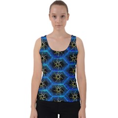 Blue Bee Hive Pattern- Velvet Tank Top by Amaryn4rt