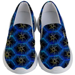 Blue Bee Hive Pattern- Kids Lightweight Slip Ons by Amaryn4rt