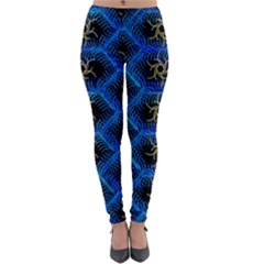 Blue Bee Hive Pattern- Lightweight Velour Leggings by Amaryn4rt