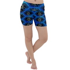 Blue Bee Hive Pattern- Lightweight Velour Yoga Shorts by Amaryn4rt