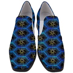 Blue Bee Hive Pattern- Women Slip On Heel Loafers by Amaryn4rt