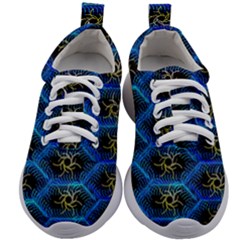 Blue Bee Hive Pattern- Kids Athletic Shoes by Amaryn4rt