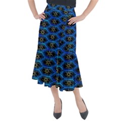 Blue Bee Hive Pattern- Midi Mermaid Skirt by Amaryn4rt