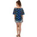 Blue Bee Hive Pattern- Off Shoulder Short Sleeve Top View2