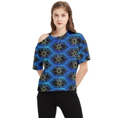 Blue Bee Hive Pattern- One Shoulder Cut Out Tee by Amaryn4rt