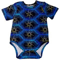 Blue Bee Hive Pattern- Baby Short Sleeve Bodysuit by Amaryn4rt