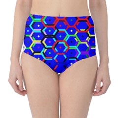 Blue Bee Hive Pattern Classic High-waist Bikini Bottoms by Amaryn4rt