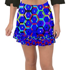 Blue Bee Hive Pattern Fishtail Mini Chiffon Skirt by Amaryn4rt