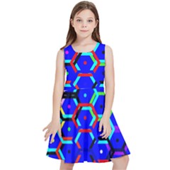 Blue Bee Hive Pattern Kids  Skater Dress by Amaryn4rt