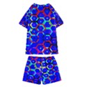 Blue Bee Hive Pattern Kids  Swim Tee and Shorts Set View2