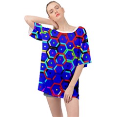 Blue Bee Hive Pattern Oversized Chiffon Top by Amaryn4rt