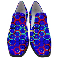 Blue Bee Hive Pattern Women Slip On Heel Loafers by Amaryn4rt