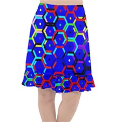 Blue Bee Hive Pattern Fishtail Chiffon Skirt by Amaryn4rt