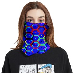 Blue Bee Hive Pattern Face Covering Bandana (two Sides) by Amaryn4rt