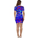 Blue Bee Hive Pattern Low Cut Cap Sleeve Mini Dress View4