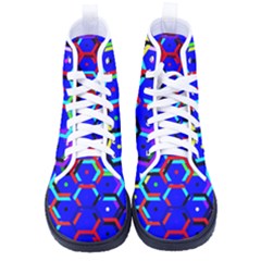 Blue Bee Hive Pattern Men s High-top Canvas Sneakers by Amaryn4rt