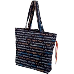 Close Up Code Coding Computer Drawstring Tote Bag by Amaryn4rt