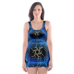 Blue Bee Hive Skater Dress Swimsuit by Amaryn4rt