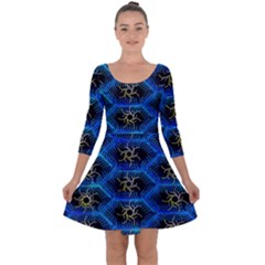 Blue Bee Hive Quarter Sleeve Skater Dress